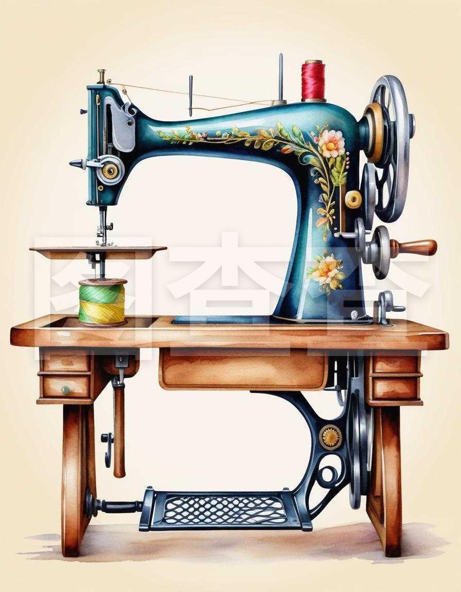 水彩縫紉機復古藝術