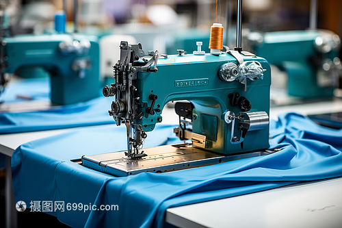 桌子旁邊有一臺縫紉機